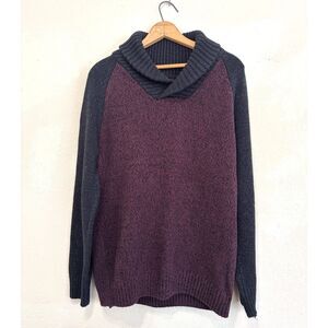 Mens Large Shawl Collar Sweater Colorblock Apt. 9 Academia Professor Preppy